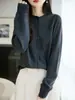 Cárdigan de Punto con Cuello Redondo y Volantes para Mujer Chaqueta Casual Suave de Manga Larga para Mujer Ropa de Abrigo Holgada Adelgazante para Primavera y Otoño