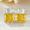 Aretes de plata S925 Longlongjin, lujo europeo y americano, diamante de alto carbono importado 8*10, diamante amarillo, para mujer, AliExpress wish