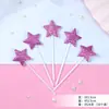 Decoración de pastel 50 piezas de cebolla dorada corazón estrella Corona Enchufe para pastel Decoración de pastel de cumpleaños Tarjeta de fiesta