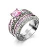 Fuente transfronteriza wish explosiones anillo de circón rosa fuerte Amazon joyería anillo de diamantes joyería creativa
