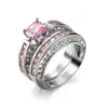 Anillos de Cobre Incrustados con Circonita Blanca y Morada para Mujer, Joyería con Diamantes, Accesorios Creativos, Más Vendidos en Amazon Transfronterizo