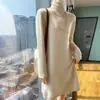 Cuello de pelo rizado liso de color sólido jersey de punto base vestido midi elegante para la oficina todo de lana nuevo falda de punto para mujer