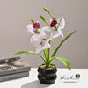 Bonsai Artificial de Phalaenopsis Decoração Criativa para Casa para Sala de Estar, Estudo, Decoração de Escritório, Planta de Flor Artificial