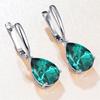 Wish AliExpress Amazon Nuevas Gotas de Agua Retro Verde Simple Aretes de Hebilla para Oreja Plateados en Plata Boda Compromiso para Mujeres