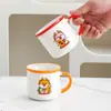 Copo Cerâmico Infantil Fofo Festa de Aniversário Banquete de Cem Dias Presente Acompanhamento Embalagem Caixa com Cinto Copo Presente Copo Lua Cheia Meninos e Meninas