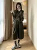 Moda casual de principios de otoño, top estampado de manga larga + chaqueta tipo chaleco para mujer, elegante y versátil, chaleco adelgazante para mujer