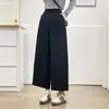 Ropa Especial Tallas Grandes para Mujer 2026 Otoño Nuevo Simple Adelgazante Cintura Elástica Pantalones Globos Pierna Ancha Pantalones Acortados 0865
