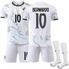 Traje Blanco de Secado Rápido No 25-26. 7 Ronaldo 10B Jersey de Asiento 8B Fe Portugal Visitante No. 21 Uniforme de Fútbol Rota