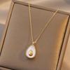 Diseño Nicho Estilo Japonés y Coreano Collar Todo Combinable Acero Titanio Chapado Oro 18K para Mujer Colgante Concha Gota de Agua Avoka Cadena Clavícula
