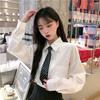 Temporada 2025 Nuevo Estilo Coreano Camisa Blanca Diseño para Mujer Top Estilo Universitario Más Fácil de Combinar Suelta Estudiante Camisa con Corbata