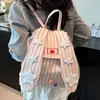 Mochila Linda de Conejo para Niñas, Estudiantes de Secundaria y Preparatoria, Mochila Rayada Ligera Versátil Bidimensional Venta al por Mayor Transfronteriza