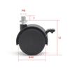 Fabricantes de rodízios fornecem rodas para móveis PP/PA pretas com rosca M8, refrigerador de ar de cinco lados, ar condicionado móvel, roda universal