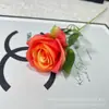 Flor de Rosa de Tela de Cabeza Única para Decoración del Hogar, Decoración Suave para Salón de Bodas, Arreglo Floral, Flor de Seda, Flor Artificial de Rosa de Comercio Transfronterizo