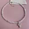 Colar INS Doce Fresco de Cobre com Zircônia em Forma de Coração Corrente de Clavícula com Contas de Cristal de Luxo Leve Feito à Mão Colar Europeu e Americano de Aço Inoxidável