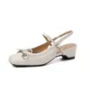 Sandalias de Cuadrado con Hebilla de Caballo y Tacón Grueso de Espalda Abierta 2026 Verano Estilo Lindo Moño Zapatos Cómodos para Mujer