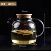Tetera de Vidrio de Borosilicato de Alta Capacidad para Infusiones de Frutas y Té, Jarra para Agua Fría con Tapa de Bambú, Juego de Té de Vidrio para Té Negro y Té de Frutas