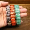 Joyería de Cristal Transfronteriza, Piedra Natural, Pulsera de Amatista de Moda para Mujer, Ojo de Tigre Multicolor con Etiqueta de Mano Facetada