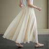 Falda Larga de Algodón y Lino para Mujer, Nuevo Estilo Verano 2026, Estilo Nacional Chino, Ropa Femenina Inspirada en Zen, Lino Sintético, Falda Larga Artística con Dobladillo Amplio