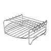 Espetos para Grelha de Air Fryer Portátil Acessórios de Aço Inoxidável 304 Grelha Quadrada Conjunto de 3 Peças Rack Dupla Camada Multifuncional