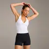 Conjunto de yoga y fitness estilo europeo y americano con cuello halter para mujer, cuello en V, realza el busto, levanta glúteos, para correr, conjunto deportivo de dos piezas