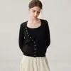 Suéter de Punto de Cachemira Falso de Dos Piezas para Mujer, Manga Larga, Multi-Botón, Nuevo Estilo Otoño/Invierno, Top Versátil, Suéter Holgado
