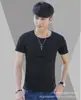 Camiseta de Manga Curta Masculina 2025 Verão Nova Casual Versátil Estilo Coreano Slim Meia Manga Camiseta Branca Camisa Básica