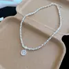 Conjunto de collar con perlas y colgante de circón estilo francés, pulsera y pendientes, accesorios de joyería de lujo ligero de alta gama para mujer