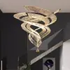 Nuevo Lujoso y Ligero Lámpara de Araña Grande para Sala de Estar de Villa Cintas de Arte de Cristal Lámpara de Techo Alto Duplex de Hotel de Diseñador