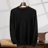 Suéter de cashmere bicolor outono e inverno 2024 novo masculino gola redonda base de lã, corte solto, pulôver de manga comprida, suéter quente