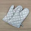 Guantes Acolchados de Algodón para Horno de Microondas, Tela Suave, Aislantes del Calor, Blancos, de Cinco Dedos, para Hornear y Barbacoa, Anti-quemaduras