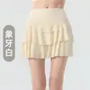 Falda Pantalón Deportiva de Yoga de Dos Piezas en Línea A, Cintura Alta Control de Abdomen Anti-Exposición, Falda Corta Casual de Fitness Adelgazante con Capas