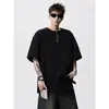 Camiseta Versátil com Zíper Metálico e Manga Curta para Homens, Verão Solta Juvenil Pesada Marca da Moda Estilo Americano Manga Curta