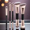 Set de 5 Brochas de Maquillaje Doble Cara Transfronterizo, Brocha para Base y Rubor, Brocha de Contorno de Tres Colores con Cerdas Suaves, Brocha para Polvo Suelto, Herramientas de Belleza de Comercio Exterior