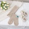 2023 Primavera y Otoño Nuevo pantimedias de rayas verticales de conejo bonito para niñas, leggings de punto de algodón para niños con lindos adornos