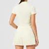 Traje Deportivo Transfronterizo para Mujer, de Manga Corta, Ligero, Transpirable, Polo Ajustado, Falda de Tenis Adelgazante para Fitness