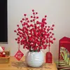 Fruta da Prosperidade Fruta de Amora Vermelha Fruta de Amora de Inverno Flor Artificial de Simulação Ornamento Sala de Estar Presente de Inauguração Decoração de Casa Nova Exibição de Ano Novo Arte Floral