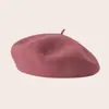 Boina de lã clássica de alta costura para outono e inverno para mulheres, boina de lã simples de cor sólida artística retrô universal