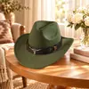 Sombrero de Copa Caliente de Amazon Estilo Étnico Etiqueta de Vaca Sombrero de Jazz Vaquero Occidental Sombrero de Montar Plegable Sombrero de Fieltro de Lana
