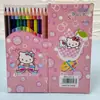 Lápis de Cor Coloridos 12 Cores para Estudante Alto Valor Gato Kuromi Ponto DIY Desenho Lápis de Cor Papelaria