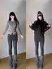 Saia Curta de Lã Cinza para Mulheres 2026 Novo Outono e Inverno Estilo Coreano Roupa Saia Justa ao Corpo Início da Primavera Saia Evasê