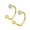 Venta Caliente Transfronteriza Anillo de Nariz de Circonia en Forma de C Acero Inoxidable Pendientes de Piercing Roscados Tachuela de Nariz Joyería Simple Venta al por Mayor