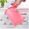 Papelera Creativa para Cocina Sala de Estar Hogareña Redonda sin Tapa para Baño Escritorio Hebilla Manual de Mano Plástico