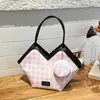 Nova Bolsa Casual para o Dia a Dia 2025 Mãe e Filha Moda Outono e Inverno Feminina Bolsa Tote de Ombro de Grande Capacidade Xadrez