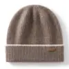 Gorro de Cachemira 100% Cachemira Pura Unisex Siete Agujas Engrosado Simple Versátil Cálido Gorro de Punto Gorro Turbante
