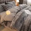 Conjunto de Cama de Lã Bolha para Casa de Quatro Peças Leite Lã Mais Veludo Gradiente Cor Sólida Inverno Espessado Quente Lã Roupa de Cama para Dormitório
