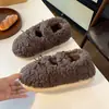 Nuevas Zapatillas de Invierno para Mujer Simples Versátiles de Algodón Felpa Cálidas Cómodas Zapatos Postparto para el Hogar Interior Zapatos de Algodón Cerrados en la Espalda