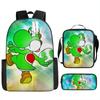 Mochila de dibujos animados transfronteriza Mundo hecho a mano de Yao Xi Mochila de alta capacidad Juego de tres piezas para estudiantes de primaria y secundaria