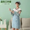 Avental de pintura e culinária para pais e filhos, listrado, estilo japonês, de algodão e linho, com mangas, impressão de logotipo personalizada, uniforme de trabalho para jardim de infância