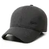 Boné de inverno masculino transfronteiriço quente com forro de fleece, proteção para as orelhas, boné de beisebol, à prova de vento e resistente ao frio para atividades ao ar livre, chapéu espesso de lã e algodão