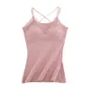 Invierno Sin Costuras Nuevo Simple Fruncido Sexy Encaje Base Líquida Cálido Camisola Copa Fija Ropa Interior para Mujer